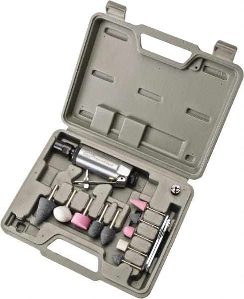 Ingersoll-Rand - 1/4" Spindle, 28,000 RPM, Front Exhaust Straight Air Die Grinder Kit - 24 CFM Air Consumption, 1/4 NPT Inlet, 1/4 hp - Exact Tooling