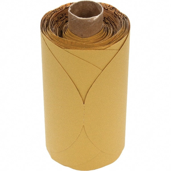 3M - 5" Diam, 240 Grit Aluminum Oxide Adhesive PSA Disc - Very Fine Grade, Gold, Paper Backing, Flexible, Use with Random Orbital Sanders - Exact Tooling