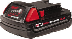 Milwaukee Tool - 18 Volt Lithium-Ion Power Tool Battery - 2 Ahr Capacity, 45 min Charge Time, Series M18 RED - Exact Tooling