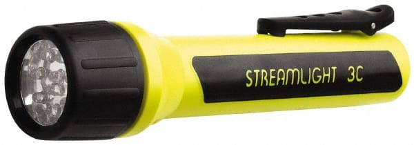 Streamlight - White LED Bulb, 85 Lumens, Industrial/Tactical Flashlight - Black, Yellow Plastic Body, 3 C Alkaline Batteries Not Included - Exact Tooling