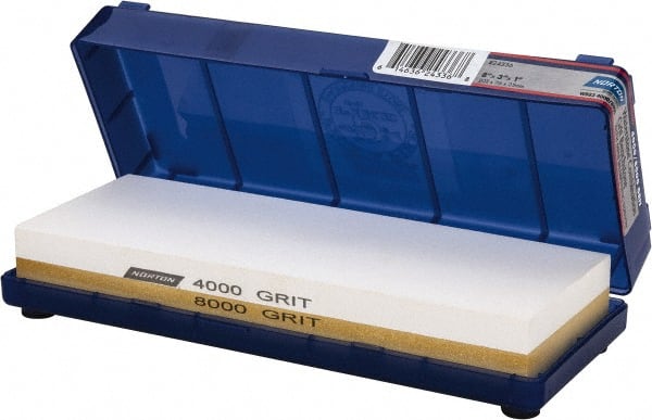 Norton - 8" Long x 3" Wide x 1" Thick, Sharpening Stone - Rectangle, 4000/8000 Grit, Ultra Fine Grade - Exact Tooling