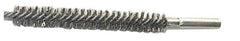 Schaefer Brush - 4" Brush Length, 3/4" Diam, Double Stem, Double Spiral Tube Brush - 6" Long, Stainless Steel, 12-24 Female Connection - Exact Tooling