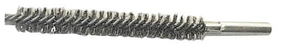 Schaefer Brush - 4" Brush Length, 7/16" Diam, Double Stem, Double Spiral Tube Brush - 6" Long, Stainless Steel, 12-24 Female Connection - Exact Tooling