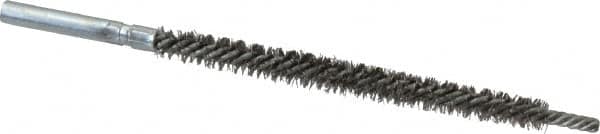 Schaefer Brush - 3" Brush Length, 1/4" Diam, Double Stem, Double Spiral Tube Brush - 4-3/4" Long, Stainless Steel, 8-32 Female Connection - Exact Tooling