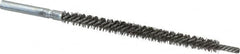 Schaefer Brush - 3" Brush Length, 1/4" Diam, Double Stem, Double Spiral Tube Brush - 4-3/4" Long, Stainless Steel, 8-32 Female Connection - Exact Tooling