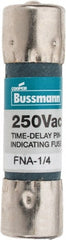Cooper Bussmann - 250 VAC, 0.25 Amp, Time Delay Pin Indicator Fuse - Fuse Holder Mount, 1-1/2" OAL, 10 at 125 V kA Rating, 13/32" Diam - Exact Tooling