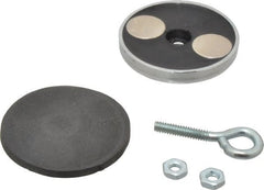 Mag-Mate - 2.03" Diam, 5/16" Cup Height, 1-13/16" Overall Height, 47.5 Lb Average Pull Force, 47.5 Lb Max Pull Force, Neodymium Rare Earth Cup Magnet - Loop Style, 1/2" Loop ID, Galvanized - Exact Tooling