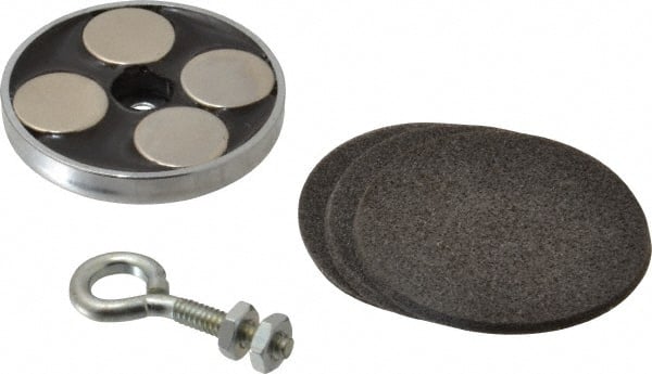 Mag-Mate - 2.03" Diam, 5/16" Cup Height, 1-13/16" Overall Height, 74 Lb Average Pull Force, 74 Lb Max Pull Force, Neodymium Rare Earth Cup Magnet - Loop Style, 1/2" Loop ID, Galvanized - Exact Tooling
