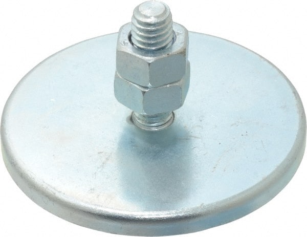 Mag-Mate - 5 Lb Max Pull Force, 3/16" Overall Height, 2-1/4" Diam, Ceramic Cup Magnet - Bolt & Nut Style, Chrome Plated - Exact Tooling