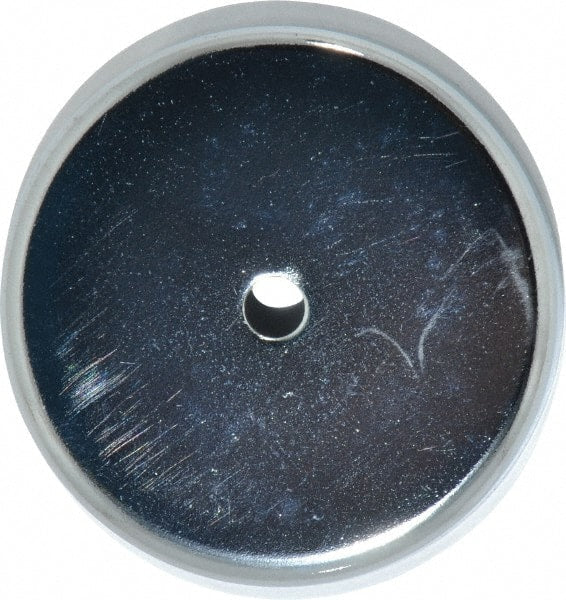 Mag-Mate - 41 Lb Max Pull Force, 3/8" Overall Height, 2.63" Diam, Ceramic Cup Magnet - Through Hole Style, Chrome Plated - Exact Tooling