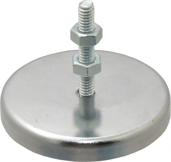 Mag-Mate - 41 Lb Max Pull Force, 3/8" Overall Height, 2.63" Diam, Ceramic Cup Magnet - Bolt & Nut Style, Chrome Plated - Exact Tooling