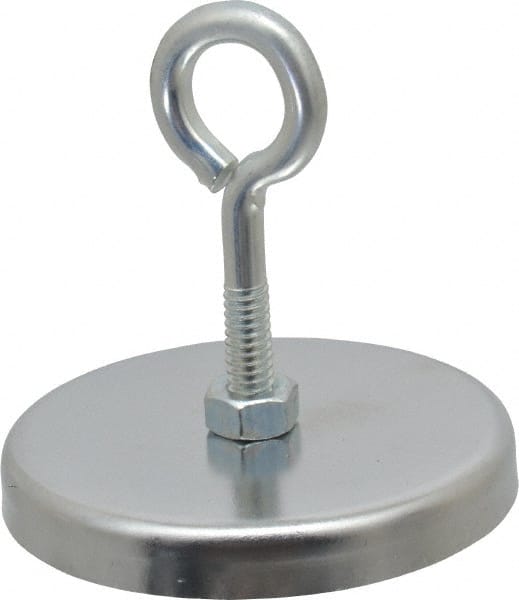 Mag-Mate - 41 Lb Max Pull Force, 3/8" Overall Height, 2.63" Diam, Ceramic Cup Magnet - Loop Style, Chrome Plated - Exact Tooling