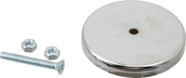 Mag-Mate - 47.5 Lb Max Pull Force, 2.18" Overall Height, 3.18" Diam, Ceramic Cup Magnet - Bolt & Nut Style, Chrome Plated - Exact Tooling