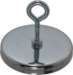Mag-Mate - 47.5 Lb Max Pull Force, 7/16" Overall Height, 3.18" Diam, Ceramic Cup Magnet - Loop Style, Chrome Plated - Exact Tooling