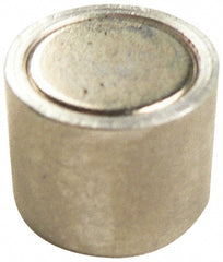 Mag-Mate - 6-32 Thread, 1/4" Diam, 1/2" High, 0.13 Lb Average Pull Force, Neodymium Rare Earth Pot Magnet - 1/4" Tapped Hole Depth, Nickel Plated, Aluminum Insulated - Exact Tooling