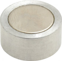 Mag-Mate - 1/4-20 Thread, 1" Diam, 1/2" High, 3.75 Lb Average Pull Force, Neodymium Rare Earth Pot Magnet - 1/4" Tapped Hole Depth, Nickel Plated, Aluminum Insulated - Exact Tooling