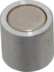 Mag-Mate - 10-24 Thread, 1/2" Diam, 1/2" High, 1.33 Lb Average Pull Force, Neodymium Rare Earth Pot Magnet - 1/4" Tapped Hole Depth, Nickel Plated, Aluminum Insulated - Exact Tooling