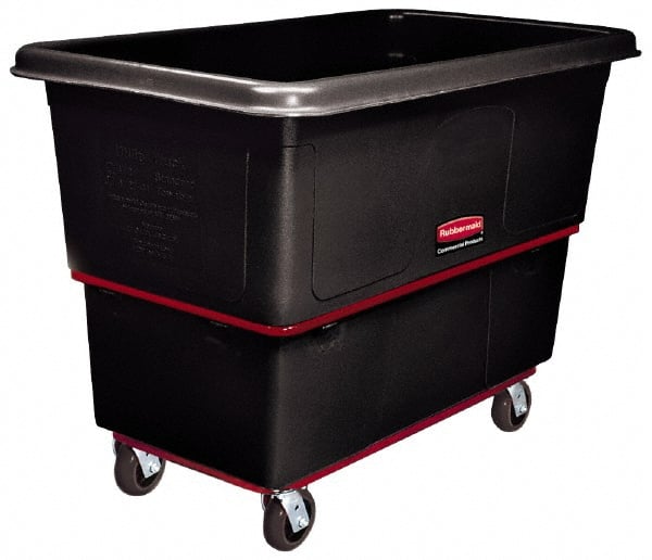Rubbermaid - 700 Lb Load Capacity, 8 Cu Ft, Polyethylene Utility Truck - 26" Wide x 38-3/8" Long x 28-3/4" High, Black - Exact Tooling