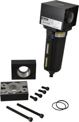 Parker - 1-1/2" Port, 10.95" High x 5.59" Wide Heavy Duty Filter with Metal Bowl, Manual Drain - 310 SCFM, 250 Max psi, 175°F Max Temp, Sight Glass Included, Modular Connection, 18 oz Bowl Capacity - Exact Tooling