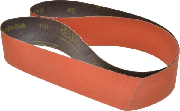 3M - 2-1/2" Wide x 60" OAL, 80 Grit, Ceramic Abrasive Belt - Ceramic, Medium, Coated, YF Weighted Cloth Backing, Wet/Dry, Series 777F - Exact Tooling