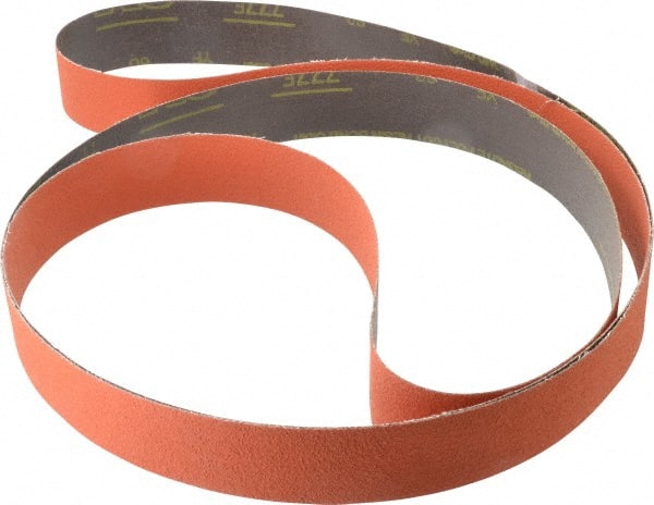 3M - 2" Wide x 132" OAL, 60 Grit, Ceramic Abrasive Belt - Ceramic, Medium, Coated, YF Weighted Cloth Backing, Wet/Dry, Series 777F - Exact Tooling