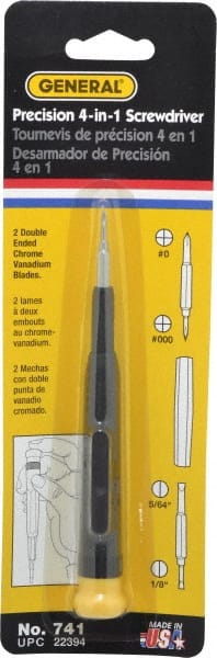 General - 4 Piece Bit Screwdriver - Phillips, Slotted, Precision - Exact Tooling
