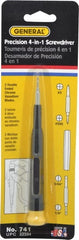 General - 4 Piece Bit Screwdriver - Phillips, Slotted, Precision - Exact Tooling