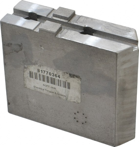 H & R Manufacturing - Tongue & Groove Attachment, Square Soft Lathe Chuck Jaw - Steel, 1-3/4" Btw Mount Hole Ctrs, 3-15/16" Long x 1-1/4" Wide x 3-3/8" High, 5/16" Groove - Exact Tooling