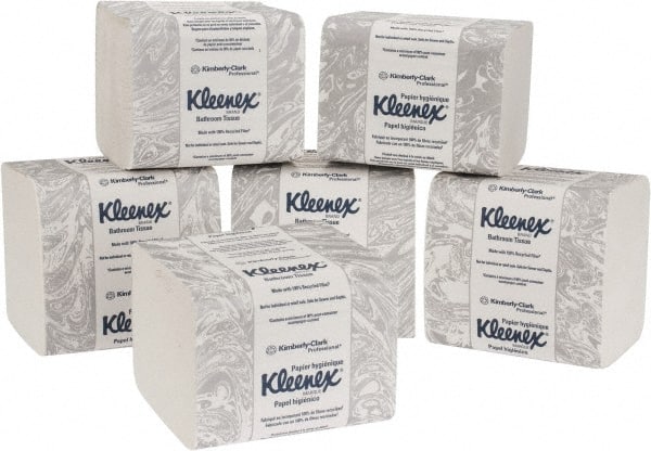 Kleenex - 4-1/2" Sheet Width, Single Sheet Pack Toilet Tissue - 250 Sheets per Roll, 2 Ply, White, Recycled Fiber - Exact Tooling
