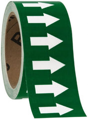 NMC - Pipe Marker with No Legend and Arrow Graphic - 10 to 10" Pipe Outside Diam, White on Green - Exact Tooling