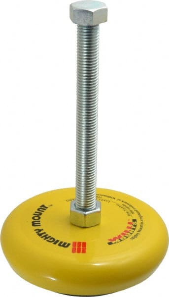 Gibraltar - 4,200 Lb Capacity, 3/4-10 Thread, Zinc Stud, Machine Socket Mount Leveling Mount - 203.2mm Stud Length, 152.4mm Base Diam, Elastomer Pad - Exact Tooling