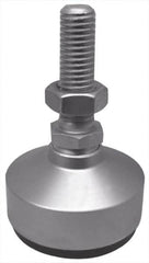 Gibraltar - 590 Lb Capacity, 1-8 Thread, 6" OAL, Stainless Steel Stud, Studded Socket Mount Leveling Mount - 3-1/2" Stud Length, 4" Base Diam, Stainless Steel Pad, 1-3/8" Hex - Exact Tooling