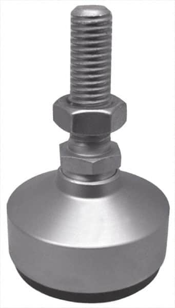 Gibraltar - 50 Lb Capacity, 3/8-16 Thread, 3-1/2" OAL, Stainless Steel Stud, Studded Socket Mount Leveling Mount - 2" Stud Length, 1-1/4" Base Diam, Stainless Steel Pad, 5/8" Hex - Exact Tooling