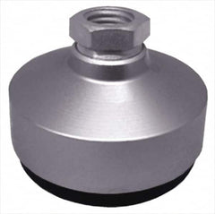 Gibraltar - 120 Lb Capacity, 1/2-13 Thread, 1-3/4" OAL, Stainless Steel Stud, Tapped Socket Mount Leveling Pad - 1-7/8" Base Diam, Stainless Steel Pad, 3/4" Hex - Exact Tooling