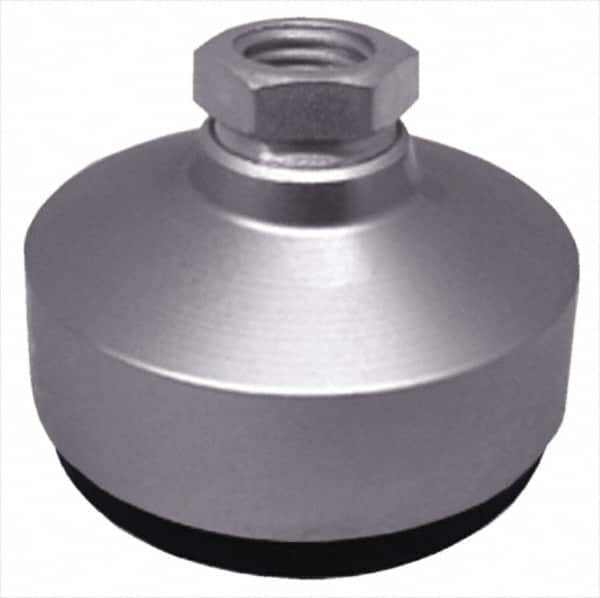 Gibraltar - 325 Lb Capacity, 3/4-10 Thread, 2-1/8" OAL, Stainless Steel Stud, Tapped Socket Mount Leveling Pad - 3" Base Diam, Stainless Steel Pad, 1-1/16" Hex - Exact Tooling