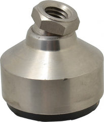 Gibraltar - 240 Lb Capacity, 1/2-13 Thread, 1-3/4" OAL, Stainless Steel Stud, Tapped Socket Mount Leveling Pad - 1-7/8" Base Diam, Stainless Steel Pad, 3/4" Hex - Exact Tooling
