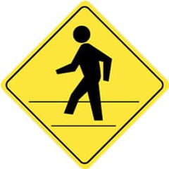 NMC - "Pedestrians Crossing", 24" Wide x 24" High, Aluminum Pedestrian Crossing Signs - 0.08" Thick, Black on Yellow, Engineer Grade Reflectivity, Diamond, Post Mount - Exact Tooling