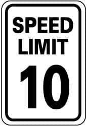 NMC - "Speed Limit 10", 18" Wide x 24" High, Aluminum Speed Limit Signs - 0.08" Thick, Black on White, Engineer Grade Reflectivity, Rectangle, Post Mount - Exact Tooling