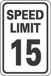 NMC - "Speed Limit 15", 18" Wide x 24" High, Aluminum Speed Limit Signs - 0.08" Thick, Black on White, Engineer Grade Reflectivity, Rectangle, Post Mount - Exact Tooling