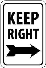 NMC - "Keep Right", "Right Arrow", 12" Wide x 18" High, Aluminum Parking Lot Traffic Signs - 0.08" Thick, Black on White, Engineer Grade Reflectivity, Rectangle, Post Mount - Exact Tooling