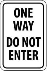 NMC - "Caution - Drive Slowly", 12" Wide x 18" High, Aluminum Traffic Control Signs - 0.08" Thick, Black on White, High Intensity Reflectivity, Rectangle, Post Mount - Exact Tooling