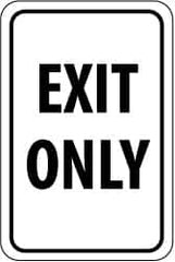 NMC - "EXIT ONLY", 12" Wide x 18" High, Aluminum Parking Lot Traffic Signs - 0.063" Thick, Black on White, Rectangle, Post Mount - Exact Tooling