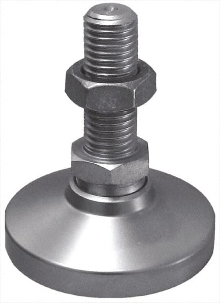 Gibraltar - 3/4-10 Bolt Thread, Studded Pivotal Stud Mount Leveling Pad & Mount - 7,400 Max Lb Capacity, 3" Base Diam - Exact Tooling