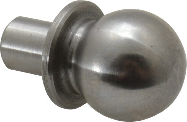 Jergens - 1/2" Ball Diam, 1/4" Shank Diam, Steel Construction Tooling Ball - 5/8" Ball Center to Shank Bottom, 5/16" Ball Center to Shoulder Bottom, with Shoulder - Exact Tooling