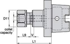 Kennametal - 2.03mm to 20.57mm Capacity, 75mm Projection, HSK40 Hollow Taper, ER32 Collet Chuck - 95mm OAL - Exact Tooling