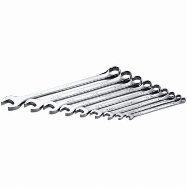 SK - 9 Piece, 1/4 to 3/4", Combination Wrench Set - Inch System of Measurement, Chrome Finish - Exact Tooling