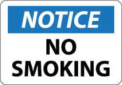 NMC - "Notice - No Smoking", 10" Long x 14" Wide, Aluminum Safety Sign - Rectangle, 0.04" Thick, Use for Accident Prevention - Exact Tooling