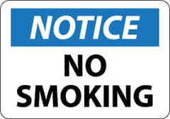 NMC - "Notice - No Smoking", 10" Long x 14" Wide, Rigid Plastic Safety Sign - Rectangle, 0.05" Thick, Use for Accident Prevention - Exact Tooling