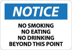 NMC - "Notice - No Smoking - No Eating - No Drinking Beyond This Area", 7" Long x 10" Wide, Rigid Plastic Safety Sign - Rectangle, 0.05" Thick, Use for Security & Admittance - Exact Tooling