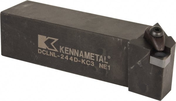 Kennametal - DCLN, Left Hand Cut, 5° Lead Angle, 1-1/2" Shank Height x 1-1/2" Shank Width, Negative Rake Indexable Turning Toolholder - 6" OAL, CN..43. Insert Compatibility, Series Kenclamp - Exact Tooling